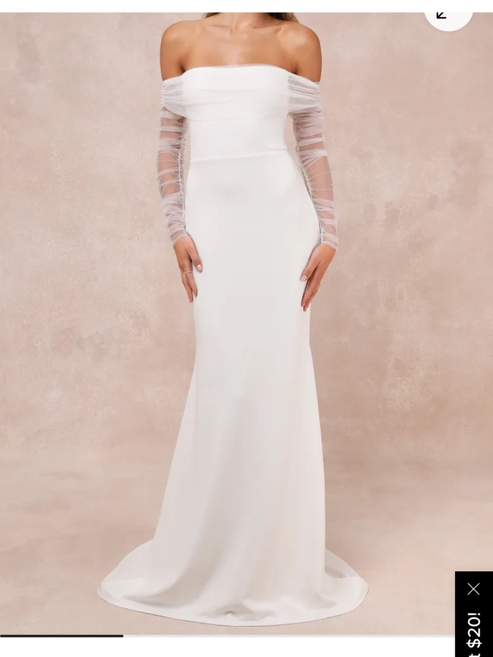 Beautifully Beloved White Mesh Off-the-Shoulder Maxi wedding Dress